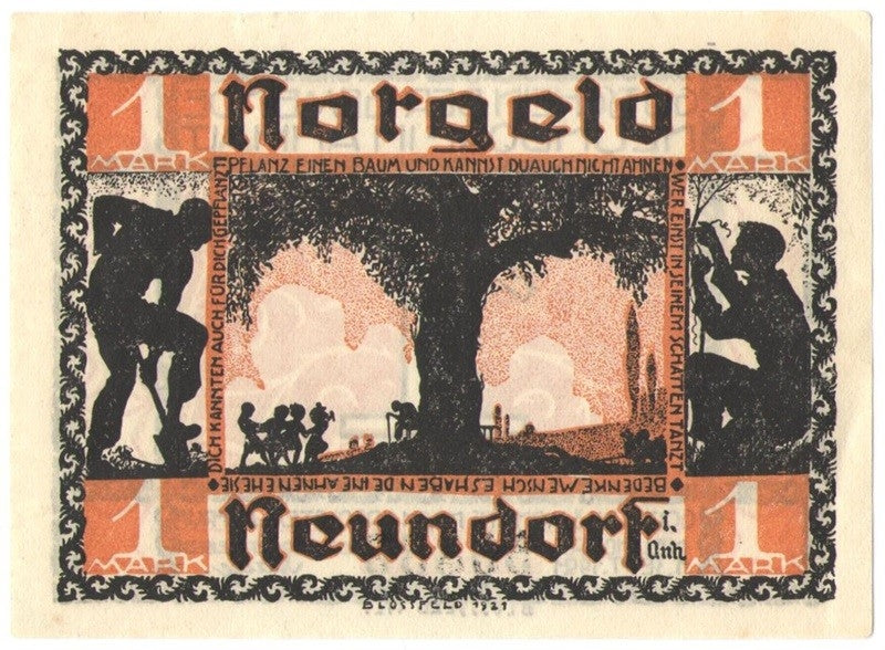 1 mark banknot zastępczy Neundorf 1921