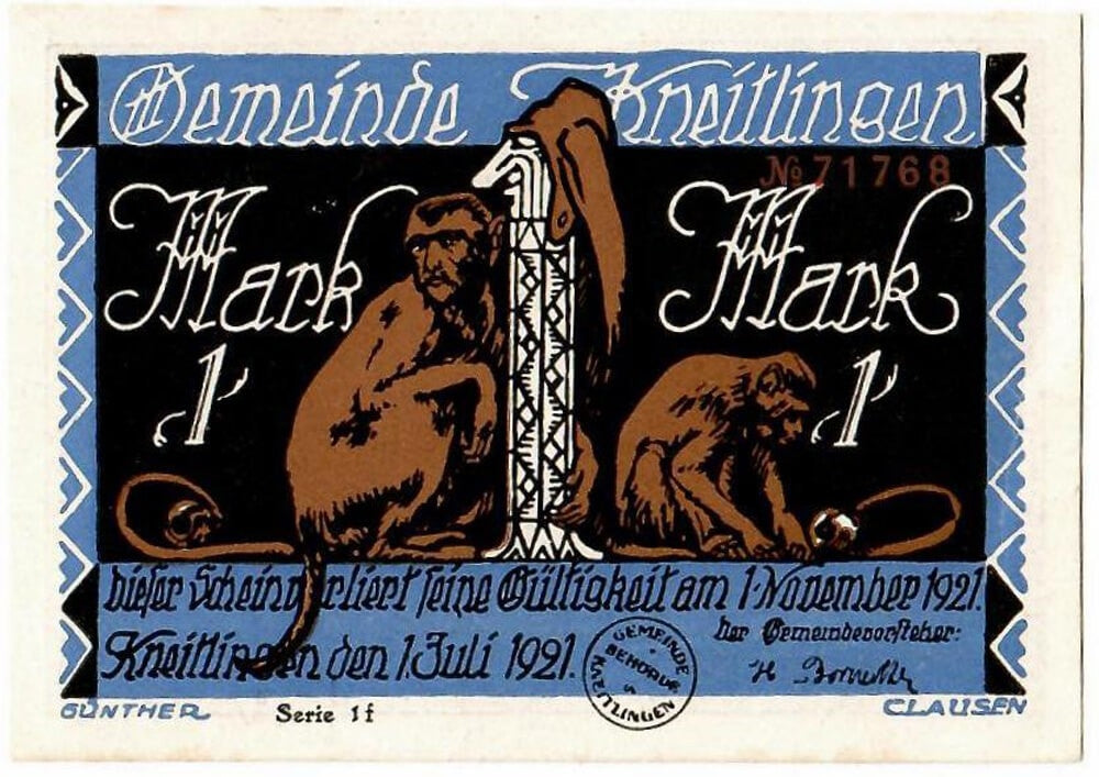 1 mark banknoty zastępcze Powiat Kneitlingen 1921