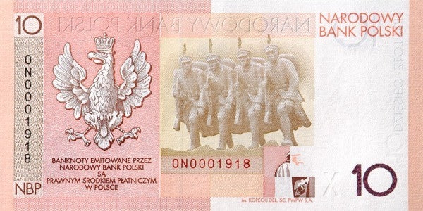 10 zł, Banknot 90. rocznica odzyskania niepodległości Piłsudski