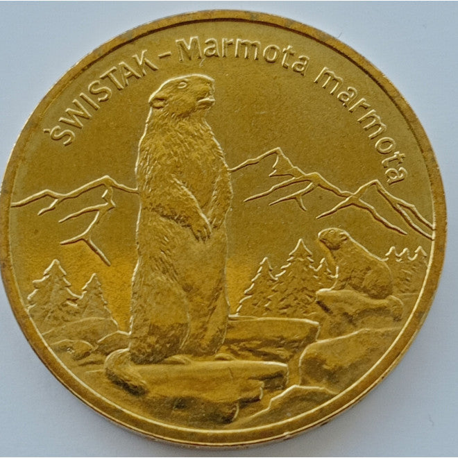 2 zł 2006 - Zwierzęta świata: Świstak (łac. Marmota marmota)