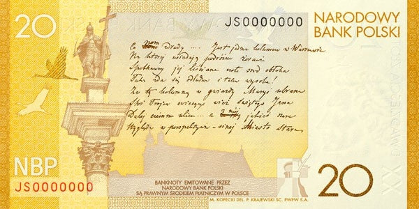 20 zł, Banknot - 200. rocznica urodzin Juliusza Słowackiego