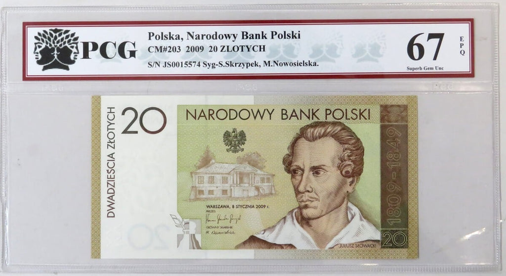 20 zł, Banknot - 200. rocznica urodzin Juliusza Słowackiego, grading PCG 67 EPQ