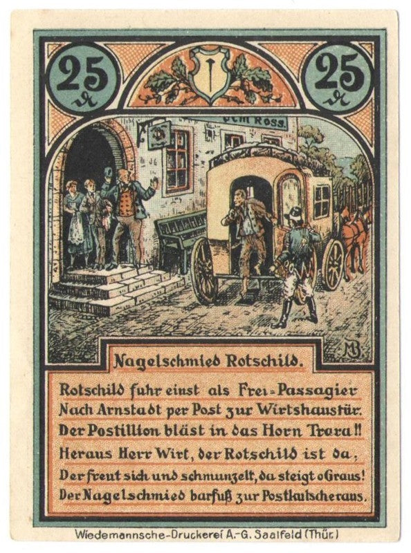 25 Pf banknot zastępczy Roda bei Ilmenau 1921