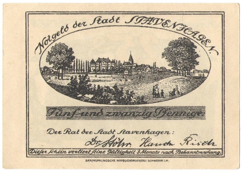 25 Pf banknot zastępczy Zettemin 1921