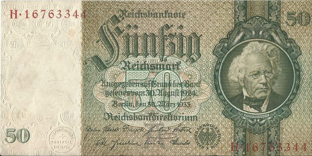 50 marek 1933, H 16763344, stan 3+