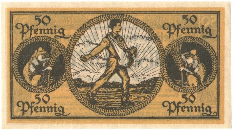 50 Pf banknot zastępczy Kreises Erbach im Odenwald 1918