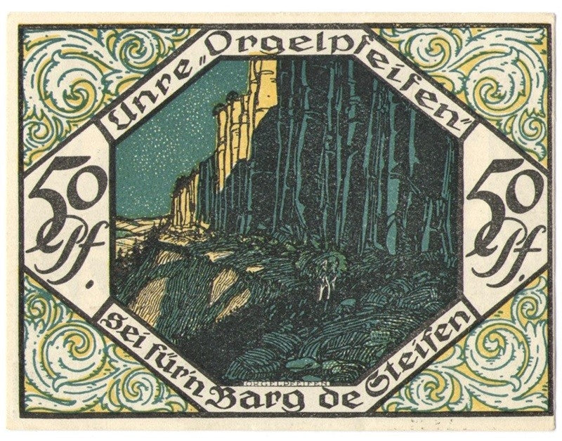 50 Pf banknot zastępczy miasto Scheibenberg 1921