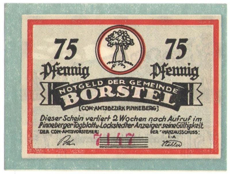 75 Pf banknot zastępczy Borstel