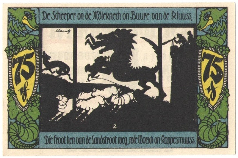 75 Pf banknot zastępczy miasto Geldern 1921