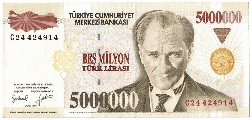 Banknot Turcja 5000000 liras (lirów tureckich)