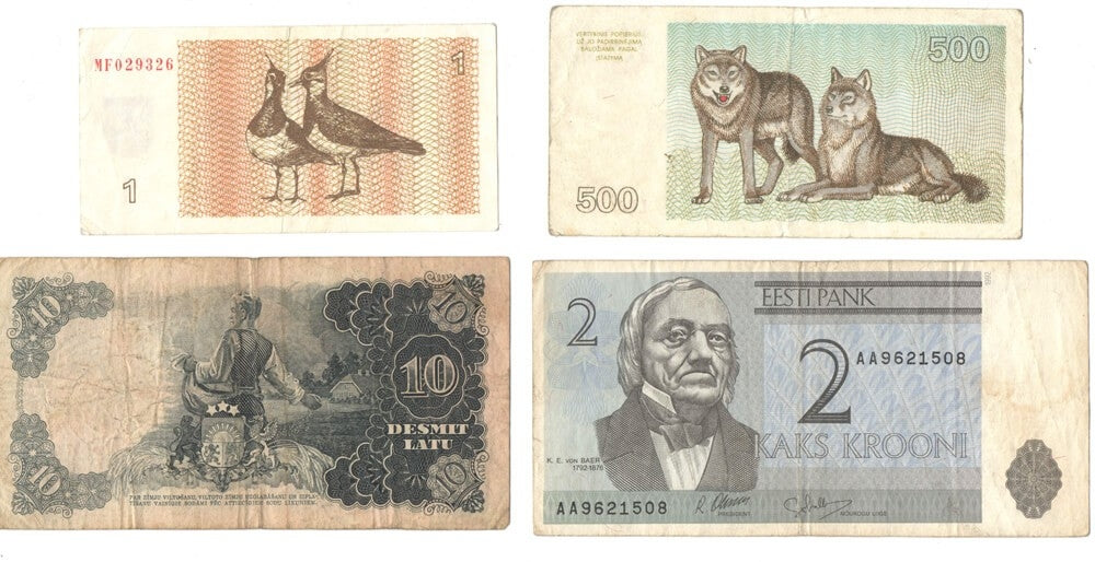 Banknoty Litwa, Łotwa, Estonia 1938-1993, stany 2-4