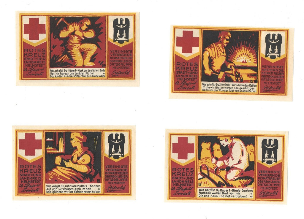 Banknoty zastępcze (notgeldy)  Helmstedt, Czerwony Krzyż, 4 sztuki