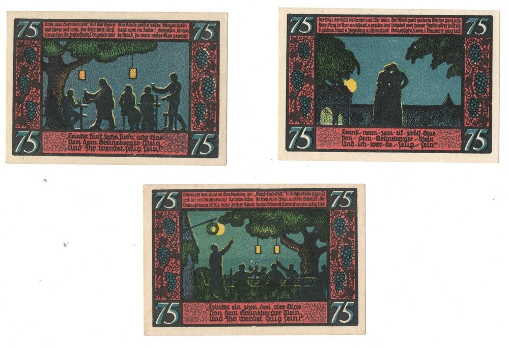 Banknoty zastępcze (notgeldy), Zielona Góra (Grünberg), 3 sztuki, 1921