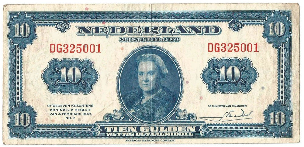 Holandia - 10 Guldenów 1943 r. - Stan 3