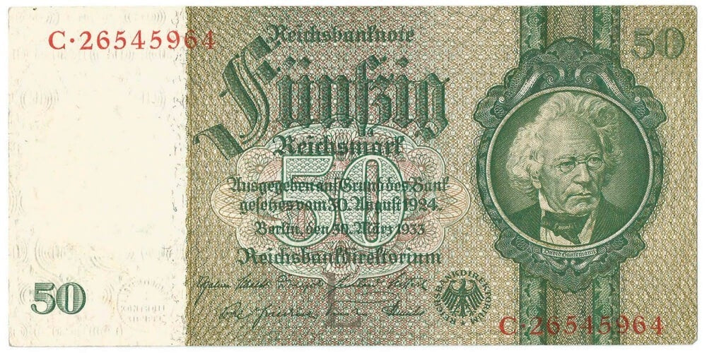 Niemcy, 50 marek 1933, seria C, stan 3