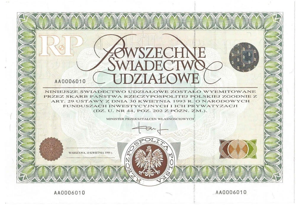 Powszechne świadectwo udziałowe, AA0006010