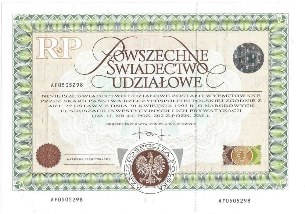 Powszechne świadectwo udziałowe, AF0531678