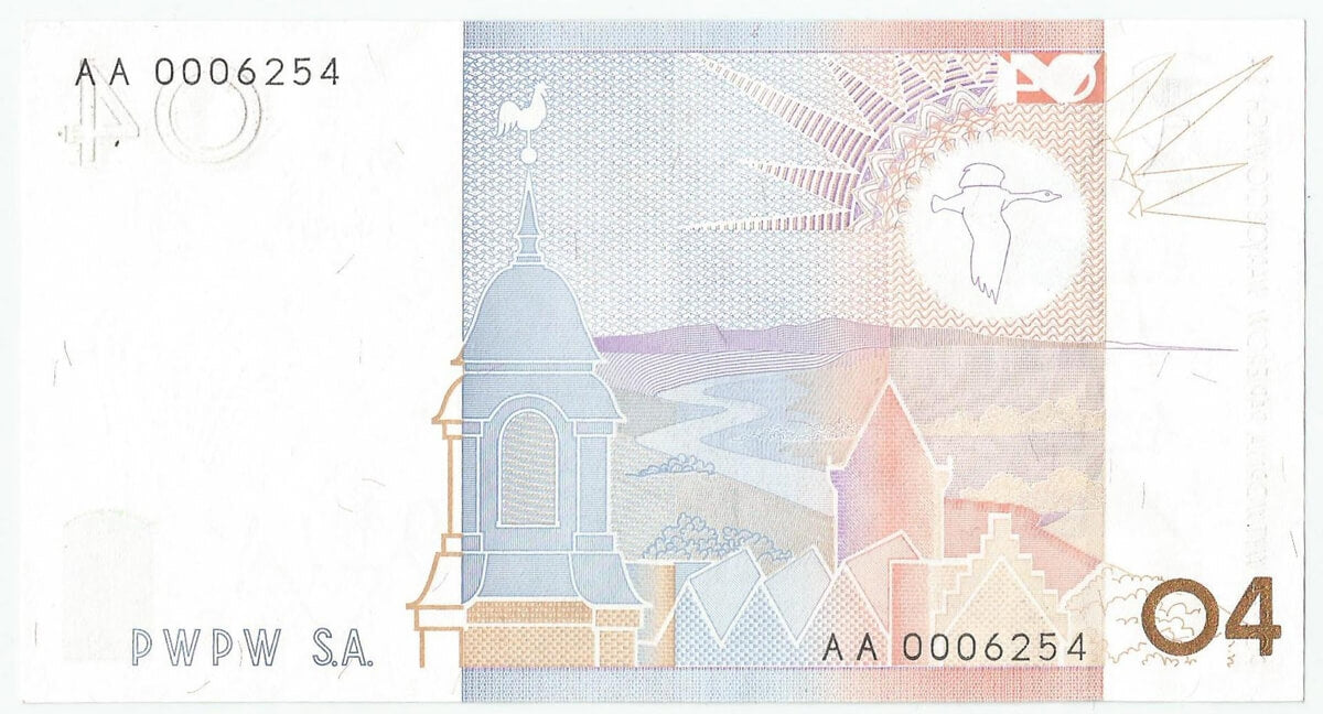 kopia PWPW Banknot Testowy PTASZKI 2004, seria AA