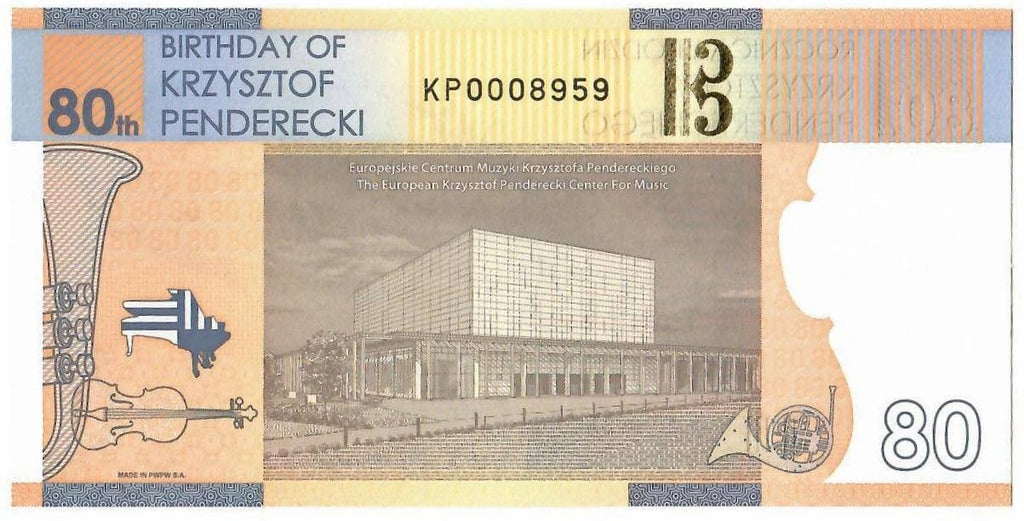 PWPW S.A  Banknot testowy Penderecki + Kwartalnik Człowiek i Dokumenty 2014