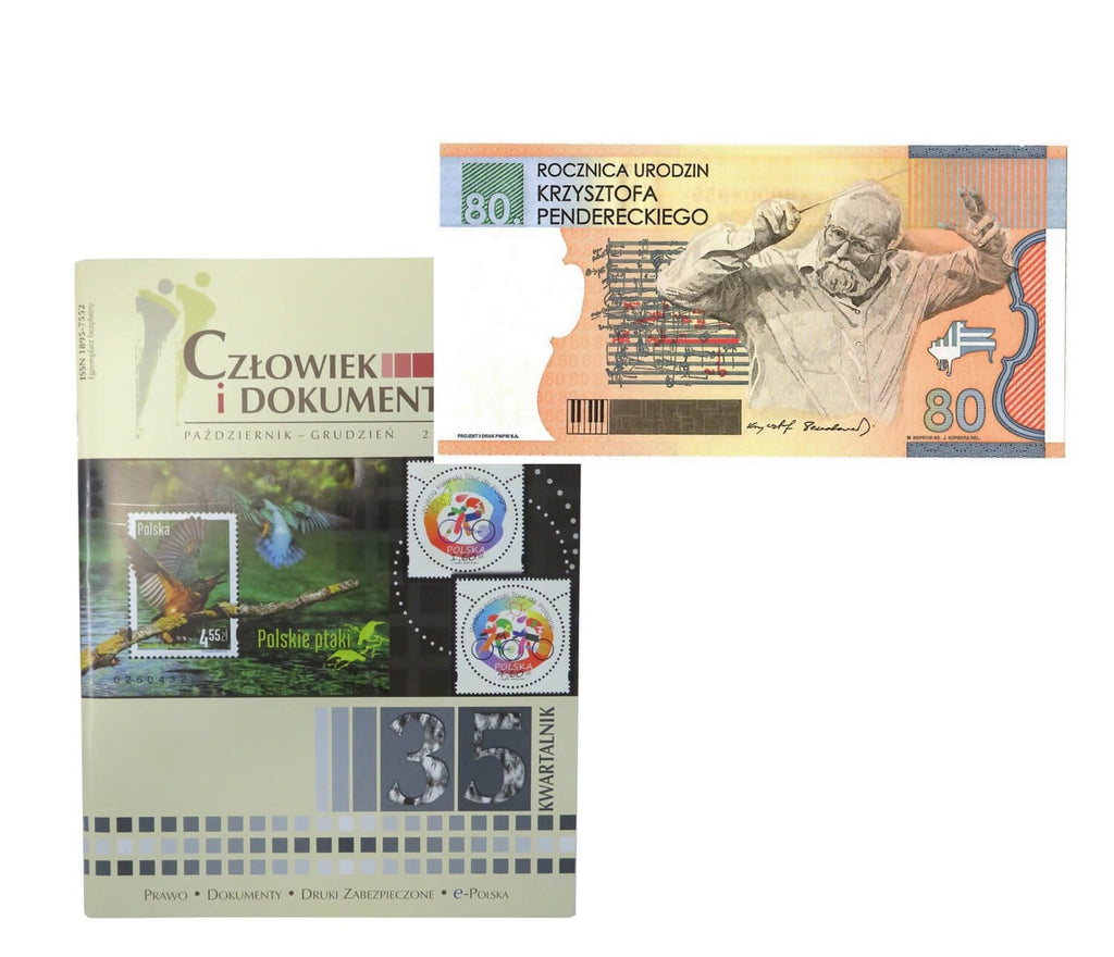 PWPW S.A  Banknot testowy Penderecki + Kwartalnik Człowiek i Dokumenty 2014
