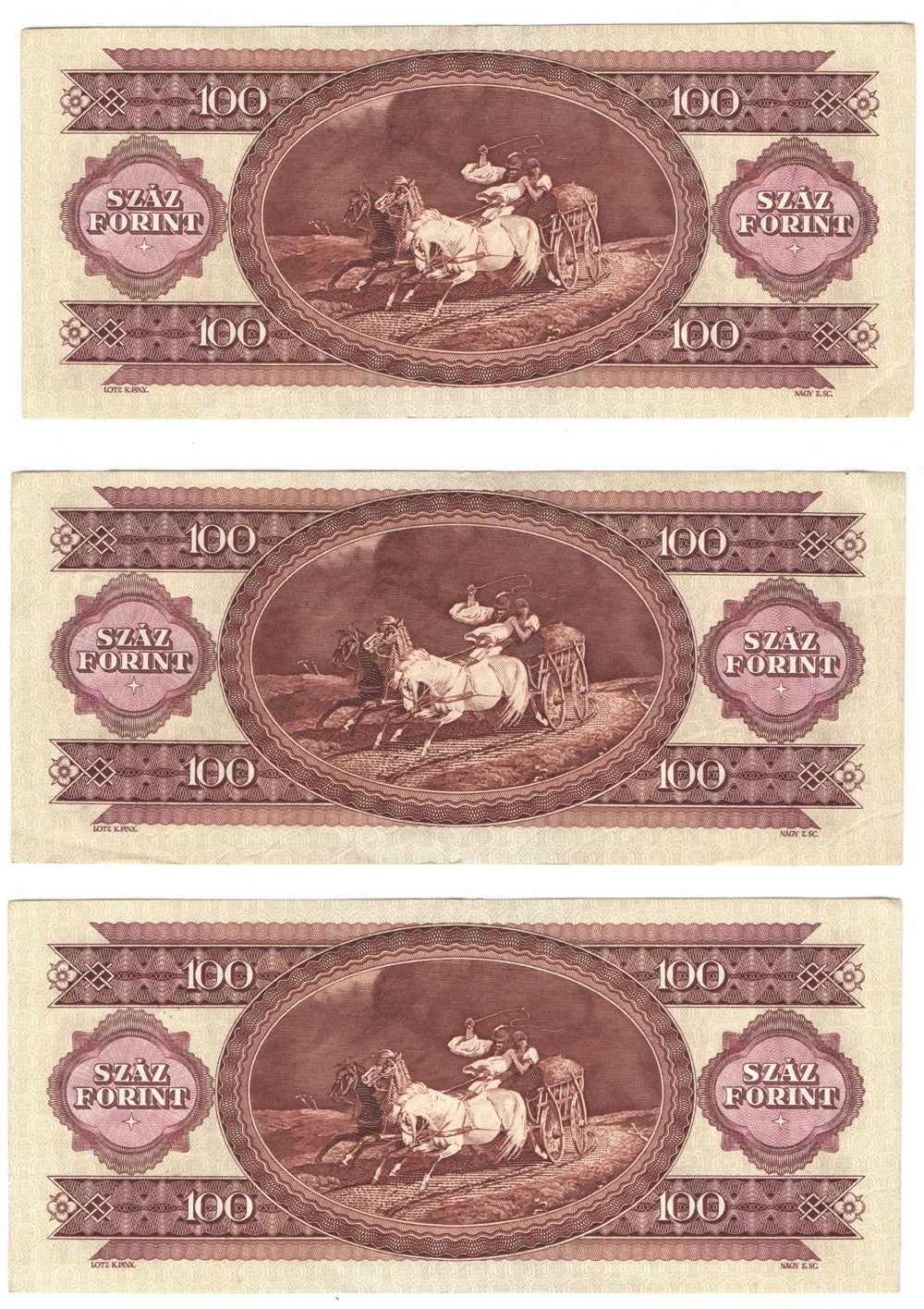 Węgry, 100 forintów 1984, seria B 698, kolejne numery